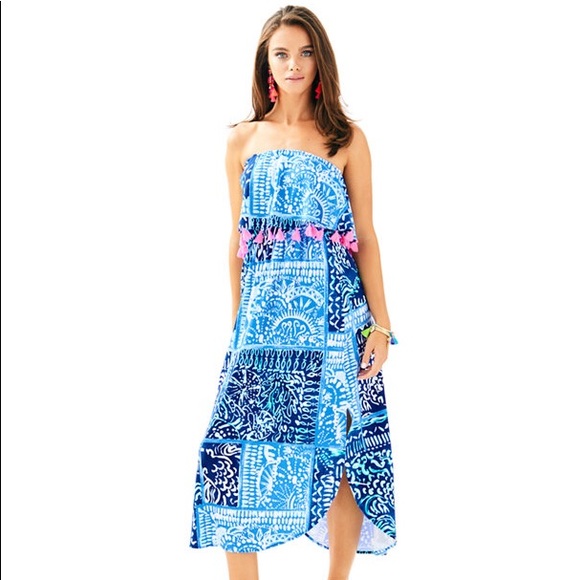 Lilly Pulitzer Meridian Blue Tassel Midi Dress